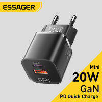 Essager USB ชนิด C สายชาร์จขนาดเล็ก PD 20W Gan ชาร์จโทรศัพท์เร็ว QC 3.0เครื่องชาร์จเร็วสำหรับ Huawei Honor Xiaomi iPhone 14 Pro Max iPad Charging