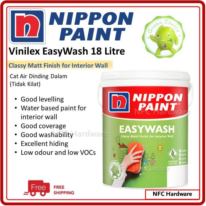 NIPPON PAINT Vinilex EasyWash 1001 Brilliant White 18 Litre Lazada