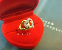 แหวนเพชรหัวใจ 0267 "รุ่นเคลือบทองแท้หนาพิเศษ"หนา 5 ไมครอน แหวนสวย แหวนเพชรcz แหวนทองไมครอน แหวนทองสวย แหวนใส่ออกงาน แหวน