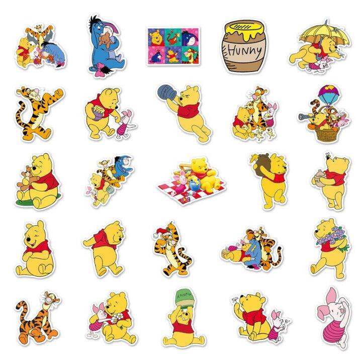 10-30-50pcs-winnie-pooh-bear-cartoon-children-stickers-skateboard-guitar-suitcase-girls-waterproof-scrapbooking-sticker-kids