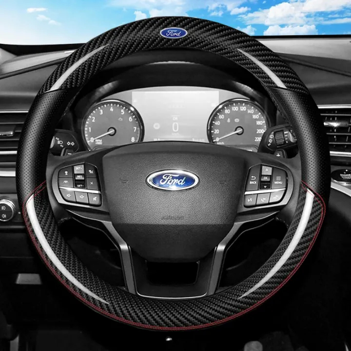 New Carbon Fiber Leather Car Steering Wheel Cover For Ford escape