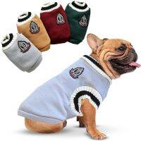 ZZOOI Winter Pet Dog Sweater College Style Knitted V-neck Warm Clothes For Chihuahua Bulldogs Teddy York Clothing Dog Accessories