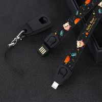 มัลติฟังก์ชั่ Type-C/Micro USB/Lightning สายชาร์จเชือกเส้นเล็กโทรศัพท์สายคล้องคอสายเคเบิลข้อมูลการเดินทางแบบพกพา