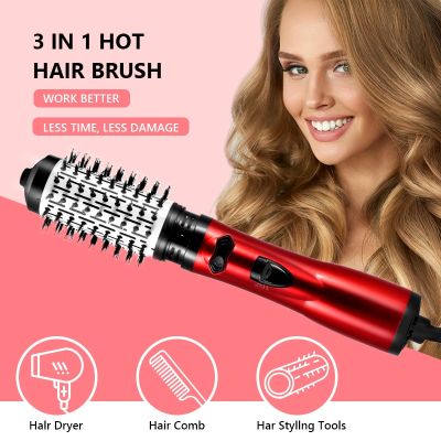 【LZ】☬ↂ  3 em 1 rotativa elétrica alisador de cabelo escova modelador de cabelo secador de cabelo escova pente de ar quente íon negativo cabelo styler pente