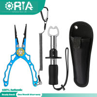 ORIA คีมตกปลาอลูมิเนียม Fish Lip Gripper Fishing Line Cutter Hook Remover,อุปกรณ์ตกปลาทนน้ำเค็ม,Multitool ตกปลาพร้อมปลอก,เชือกเส้นเล็กและตัวควบคุมปลา