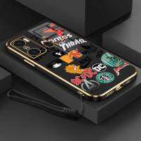 เคสสำหรับ Infinix Hot 12 Pro กล้องแบรนด์อินเทรนด์ปกป้องเคสโทรศัพท์ขอบซิลิโคนนิ่มฝาครอบพร้อมฟรีสายคล้อง