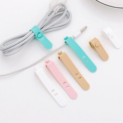 8pcs/lot Silicone Cable Organizer Winder Straps Headphones Soft Tape USB Wire Cable Tie Storage Holder Earphone Clips