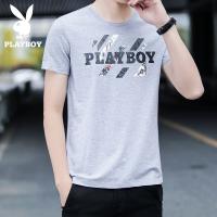 Playboy เสื้อ เพลย์บอยเสื้อยืดแขนสั้นผู้ชายฤดูร้อนเทรนด์เกาหลีเสื้อผ้าฝ้ายคอกลม เสื้อยืด 6JXP