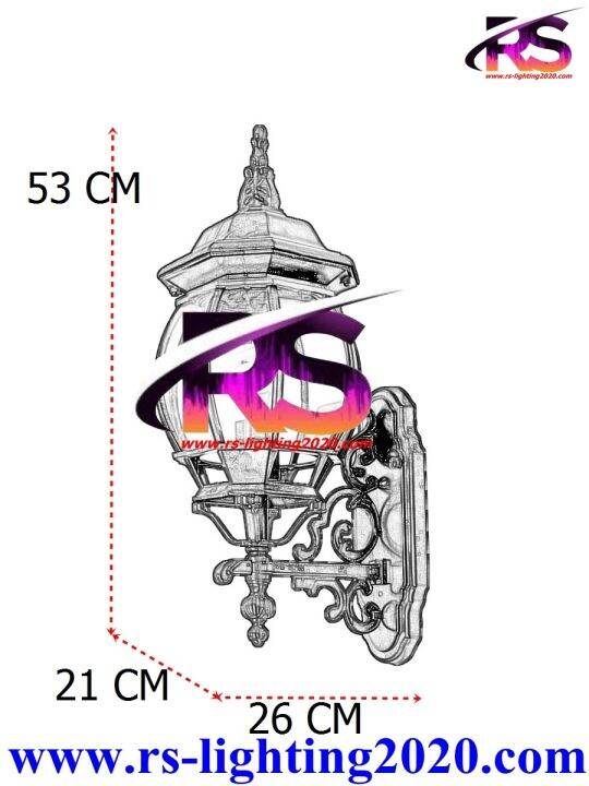 โคมไฟกิ่งผนังภายนอกอาคาร-ติดกำแพงนอกบ้าน-ไฟภายนอก-ไฟผน้ง-เสาหน้าบ้าน-rs-a83-1bk-สีดำ-ไม่รวมหลอดไฟ
