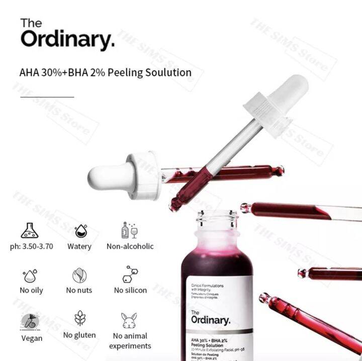 The Ordinary AHA 30 + BHA 2 Peeling Solution Facial Serum Remove Acne