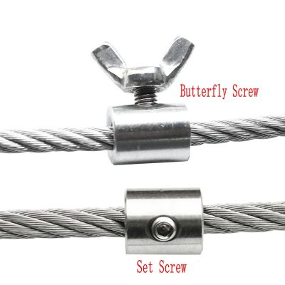 ℡ HQ BH01 Stainless Steel SS304 Round Clamp Wire Rope Clip with Hexagon Grub Screw or Butterfly Bolt for 2-12MM Wire