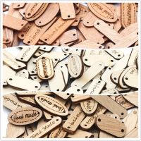 50pcs 3Style Mixed Shape 2 Holes Wooden Handmade Labe Wood Buttons Scrapbooking Crafts Diy Clothing Decorate Sewing Accessories Haberdashery