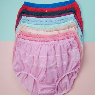 12 ตัว กางเกงในผ้าไนล่อน กางเกงในหญิง กางเกงในลูกไม้ กางเกงชั้นใน กางเกงในคนอ้วน กางเกงในผู้ใหญ่ กางเกงในผ้าลื่น ขายส่ง