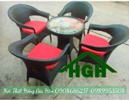 Bàn ghế cafe mây nhựa trang nhã Hồng Gia Hân M733