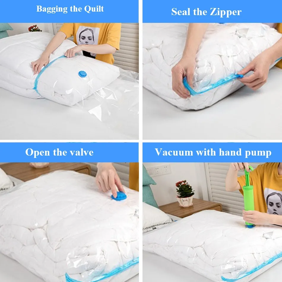 Vacuum Storage Bags Travel Vacuum Compression Bag for Pillows Clothes  Bedding Foldable Seal Packing Cubes Closet Home Organizer