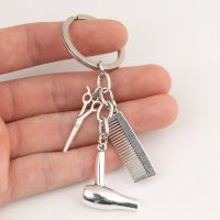 New Hairstylist Keychain Hair Salon Key Ring Hair Dryer Scissors Comb Key Chain Hairdresser Gifts For Women And Men DIY Jewelry