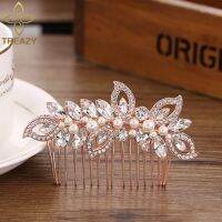 [hot]☏  TREAZY Gold Color Bridal Hair Combs Headpiece CZ Wedding Accessories Ornaments