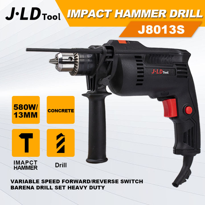 JLD 580W Impact Drill heavy duty 13MM Power Electric drill Variable ...
