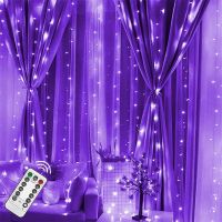 300LED Purple Window Curtain String Light Twinkle Light Waterproof Outdoor Fairy Copper Wire Light for Wedding Party Decoration