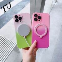 สนูทรี่พร้อมที่จับสำหรับ iPhone รอง Rong 13 11เคสครอบโทรศัพท์กันรอยฟิล์มเลนส์กล้องถ่ายรูปแบบ Magsafe ไล่ระดับสีสำหรับ iPhone 14 Pro Max 12