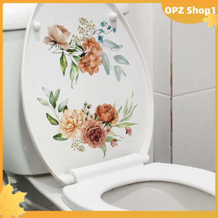 opz-สติ๊กเกอร์ติดผนังห้องฝาชักโครกในห้องน้ำสติกเกอร์ติดสติ๊กเกอร์ติดผนังกั้นห้องน้ำสุขาลายดอกไม้ติดผนังสำหรับห้องน้ำที่เก็บน้ำ-wc-ของตกแต่งห้องน้ำ