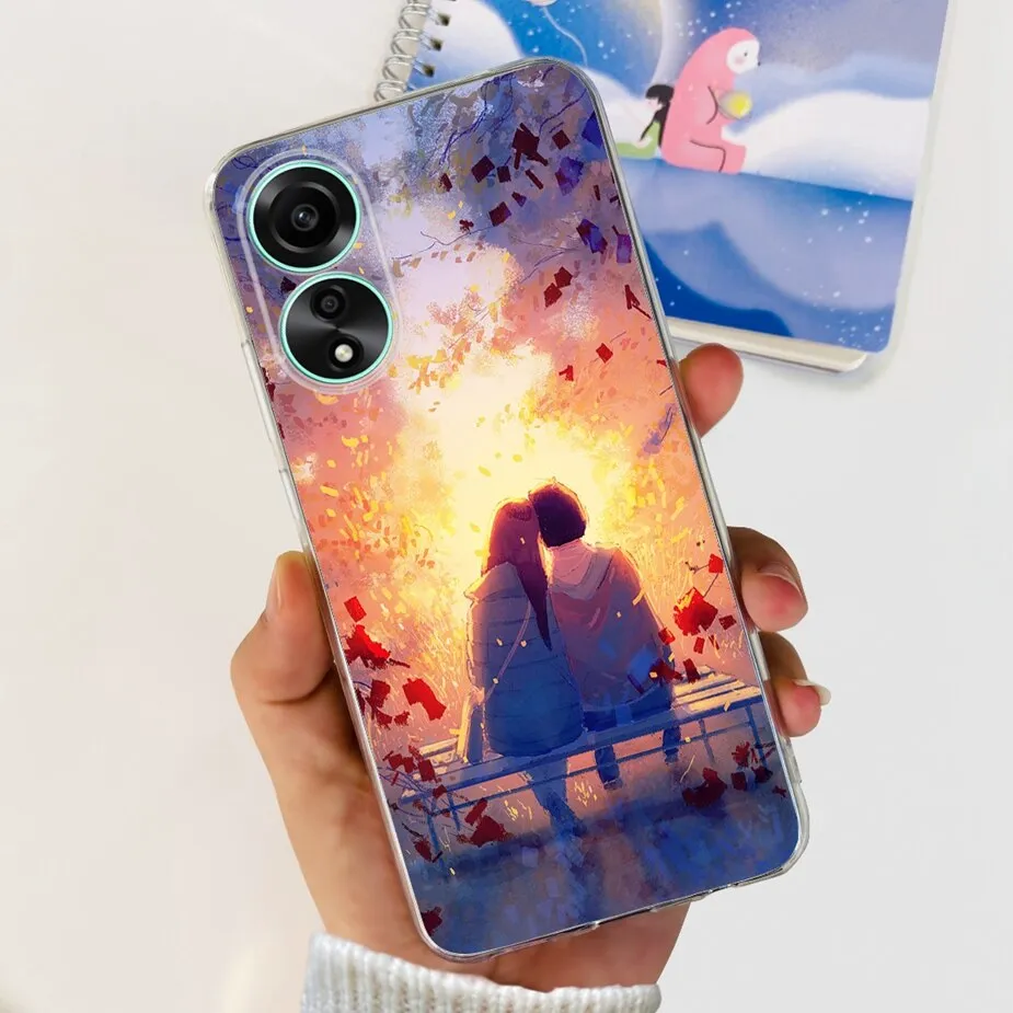 Desenhos animados bonitos do gato pintados Soft Silicone TPU Phone Case,  Tampa traseira Oppo A78 4G, CPH2565 - AliExpress