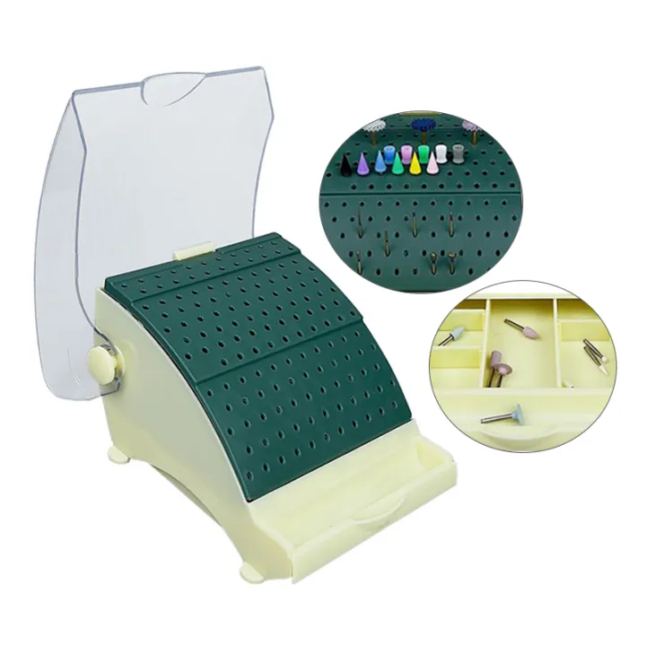 Dental Bur Block Box with Drawer 142 Holes Bur Block Holder Autoclave