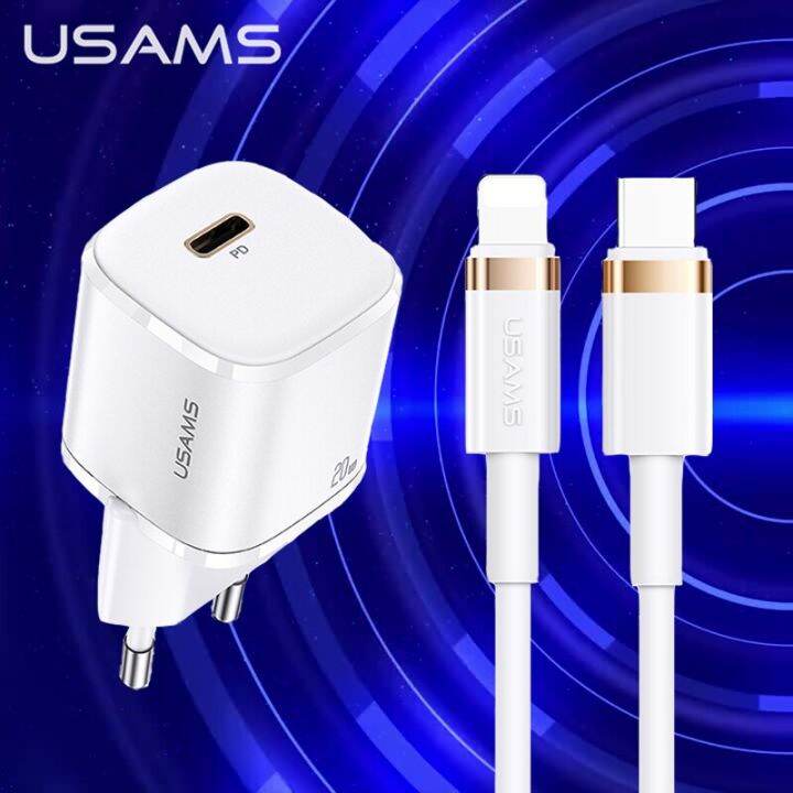 usams-pd-20w-เครื่องชาร์จ-usb-เร็วชนิด-c-kabel-set-pd3-0ชาร์จเร็ว3-0ที่ชาร์จมือถือติดกำแพงสำหรับ-ipad-14-13-12-11-pro-max-xs