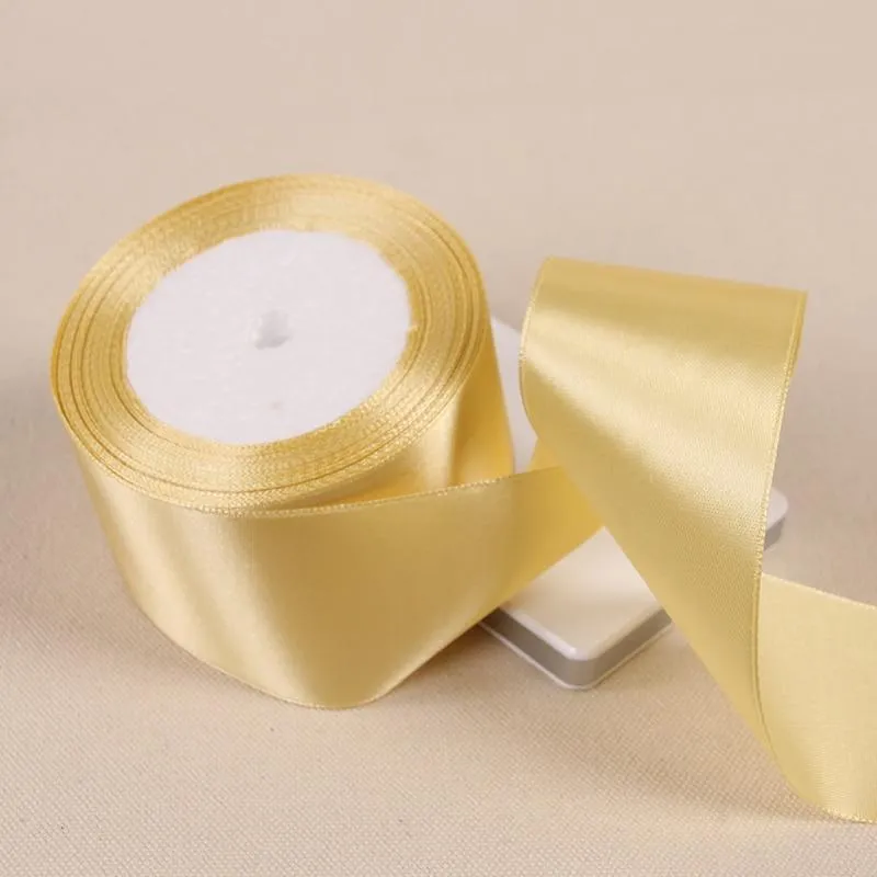 6mm 10mm 15mm 20mm 25mm 40mm 50mm Golden Yellow Silk Satin Ribbons  Christmas Wedding Party Decoration