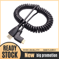 ขนาดใหญ่Mini HDMI To HDMIชาย90องศาด้านขวาอะแดปเตอร์สายสปริงสำหรับSLR PC