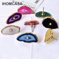 IHOMCASA ตู้เสื้อผ้าที่จับประตูเฟอร์นิเจอร์คริสตัลทองเหลืองหรูหราตู้เก็บของหินโมราธรรมชาติปุ่มลิ้นชักนอร์ดิก