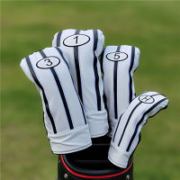 เทรนด์แฟชั่น Classic Stripes Concise Golf Club #1 #3 #5 Wood Headcovers Driver Fairway Woods Cover Head Covers