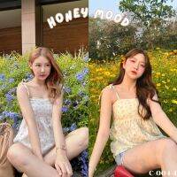 Honey mood เสื้อสายเดี่ยว ผูกไหล่ ลายดอกไม้ C-004-4