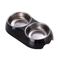 Dog Bowl Melamine Plastic Stainless Steel Double Bowl Feeder Dinner Dish Feeding and Watering Dog Food Bowl