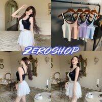 Zero shop?พร้อมส่ง? (Zero-9A72)  เสื้อกล้ามไหมพรม ดีเทลสีแบ่งครึ่งสุดเท่ใส่สบายมาก