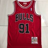 เสื้อเจอร์ซีย์ NbaKullbull Rodman หนอนใหญ่.91ชิคาโก97-98ฤดูย้อนยุคสีแดงหนาแน่นม้วนลูกไม้ตกแต่งผ้าชุดบาสเก็ตบอลชุดบาสเก็ตบอล