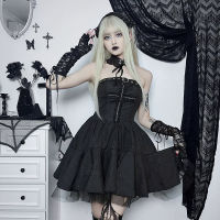 Gothic DressDark สไตล์โกธิค Punk Cross Jacquard เซ็กซี่ความงาม Busty เอวชุด Fluffy กระโปรงเค้กสำหรับผู้หญิง2023Goth Dress