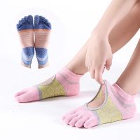 【YD】 Cotton Breathable Sweat-absorbent Five-toe Socks Silicone Non Pilates Ballet