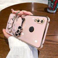 เคสสำหรับ Huawei P20/P20ไลท์/P20โปรเคสพร้อมตัวยึดขาตั้งกระจกแต่งหน้าแมวน่ารักกรอบสี่เหลี่ยมเคลือบ6D กรณีที่โทรศัพท์ของผู้ถือมันวาวกรอบซิลิโคนเนื้อนิ่มกรอบด้านหลัง