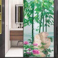 【LZ】✤﹍  Lumanduo plantas de bambu privacidade filme janela vinil estática adere fosco vitral janela decorativa adesivo filme janela