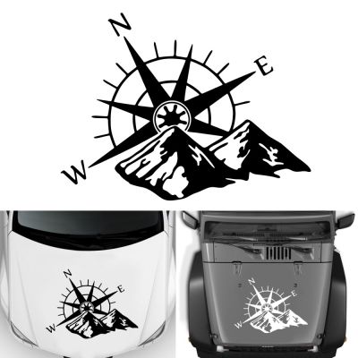 【CC】 Car Hood Sticker Compass Mountains Large Decal Camper Van Motorhome Wall Vinyl Exterior Accessory