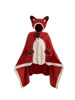 【Ready】? Fox pajamas air conditioner wool blanket office shawl cloak cute coral fleece student fox nightgown