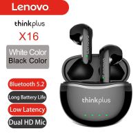 Lenovo หูฟังดนตรีไฮไฟหูฟังโฟนบลูทูธไร้สาย X16มาพร้อมกับไมโครโฟนหูฟัง Auriculares หูฟังออกกำลังกล่องชาร์จ300Mah