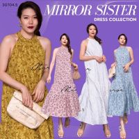 ?ป้าย Mirrorsister​ 30704.5 เดรสผ้าjacquardทอลายดอกไม้นูนสวย ชายล่างระบายบาน ใส่ได้บ่อยหลากหลายโอกาส