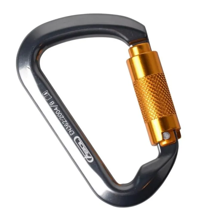 30KN / 3000Kg Aluminum Locking Climbing Carabiner D Shape AutoLocking