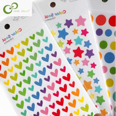 6 Sheets Sticker Diary Planner Colorful Rainbow Heart Star Decoration Journal Scrapbook Albums Photo toys for kids GYH Stickers Labels