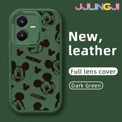 Jlingji เคสสำหรับ Vivo Y22 Y22s เคสกระแสแฟชั่นลายมิกกี้เมาส์ใหม่โทรศัพท์ดีไซน์ด้านข้างดีไซน์ใหม่นุ่มหนังกล้องฝาปิดเลนส์บางเคสป้องกันเคสบาง