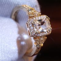 WUKALO Silver Color Brand Female AAA Square Zircon Ring Fashion Gold Color Jewelry Promise Engagement Rings For Women