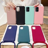 ▦ Crossbody Cord Phone Case For Samsung A21S A12 A32 A41 A51 A71 S21 S20 S8 S9 S10 Plus Note 20 Ultra Lanyard Silicone Cover Strap