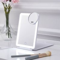 3 Colors Light Modes Cosmetic Mirrors Folding Led Lighted Touch Screen Makeup Mirror Usb Rechargeable Foldable Compact Mirror Pens